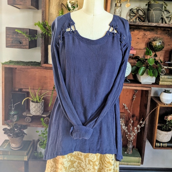 Free People Corset Shoulder Crepe Top - Picture 1 of 8